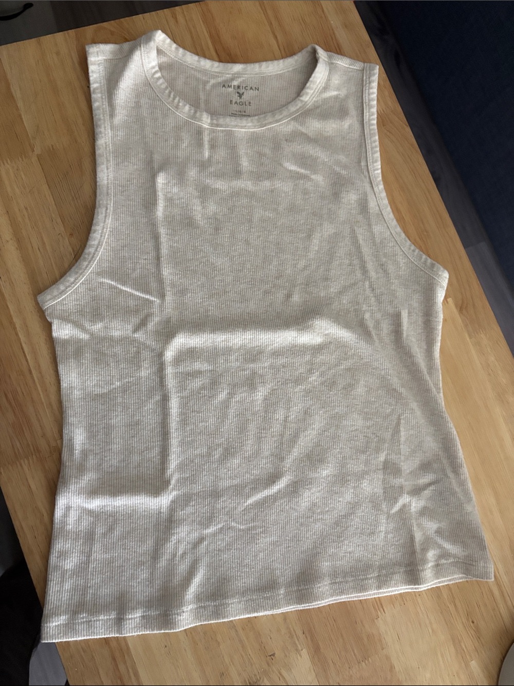 American Eagle Outfitters Women's Cream Ribbed Tank Top Size Large